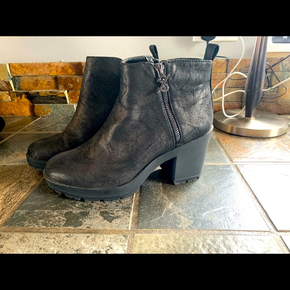 Black suede ankle booties